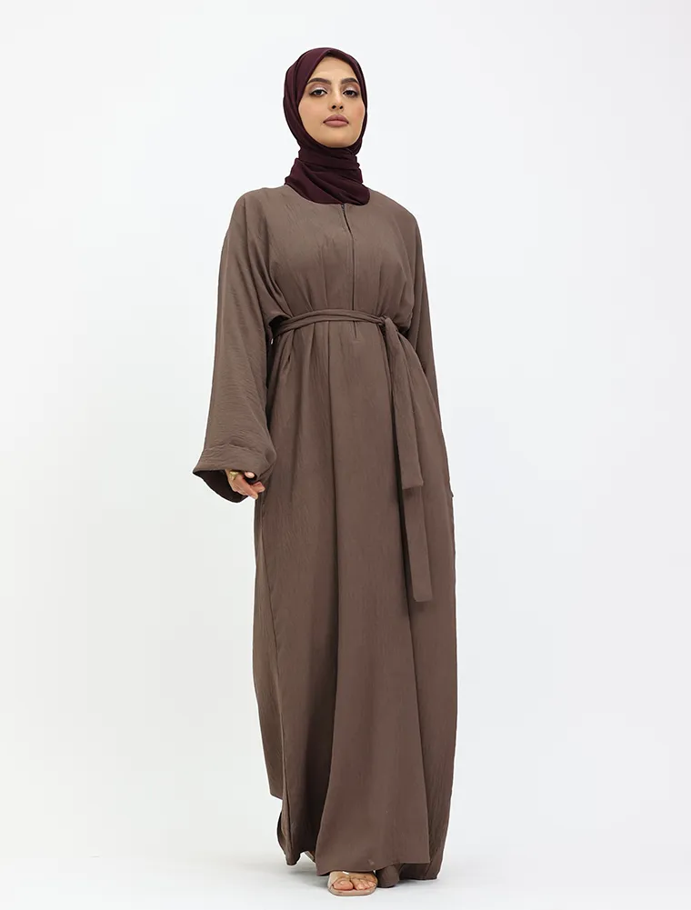 Mocha Linen Feel Basic Abaya